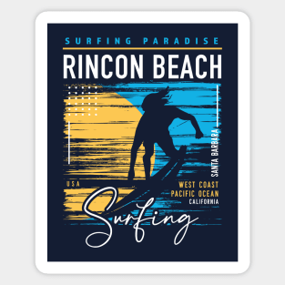 Retro Rincon Beach Surfing // Surfers Paradise // Surf California Sticker